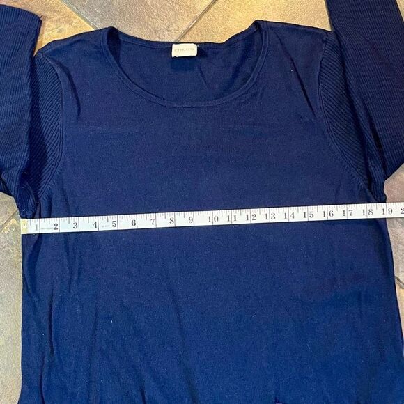 Chico’s Blue Tunic Sweater Pocket Button Detail Size 10 - Picture 8 of 9